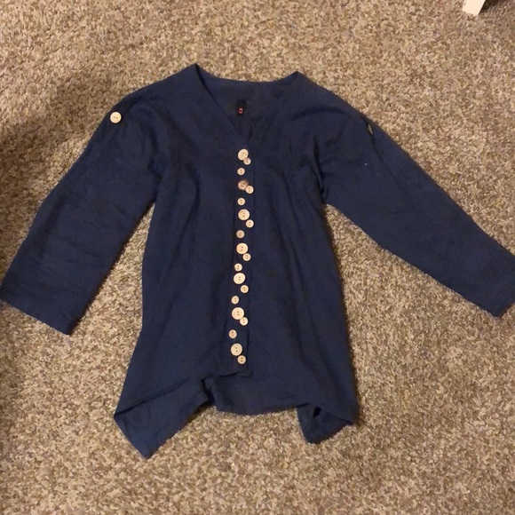 XT Navy Asymmetrical Blouse - Picture 6 of 8